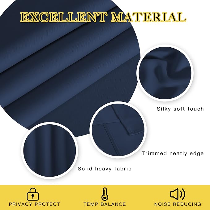 NICETOWN Blackout Navy Blue Curtains 120 inch Length - Image 4