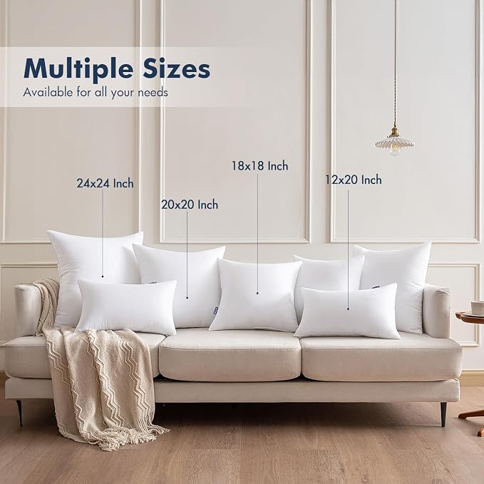 MIULEE 24x24 Euro Pillow Inserts 4 Pack, Throw Pillows - Image 8