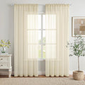MIULEE Light Cream Sheer Curtains 54 X 72 Inches, 2 Panels | Solid Color by MIULEE