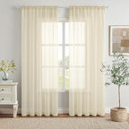 MIULEE Light Cream Sheer Curtains 54 X 84 Inches, 2 Panels | Solid Color by MIULEE