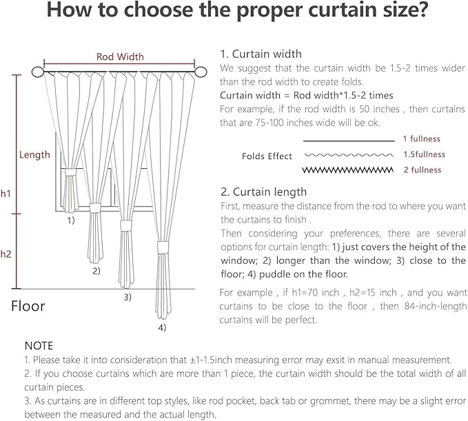 Joydeco Linen Curtains 96 Inch Length 2 Panel Sets, Light Filtering Curtains - Image 9