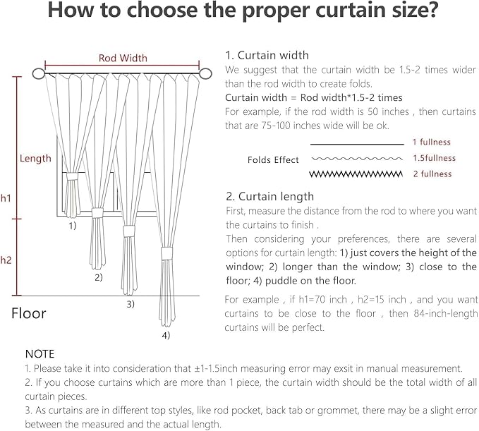 Joydeco Light Filtering Curtains 108 Inch Length - Image 7
