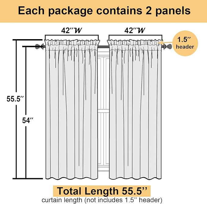 Orange Sheer Curtains 54 Inch Length 2 Panels, Voile Light Filtering Curtains - Image 4