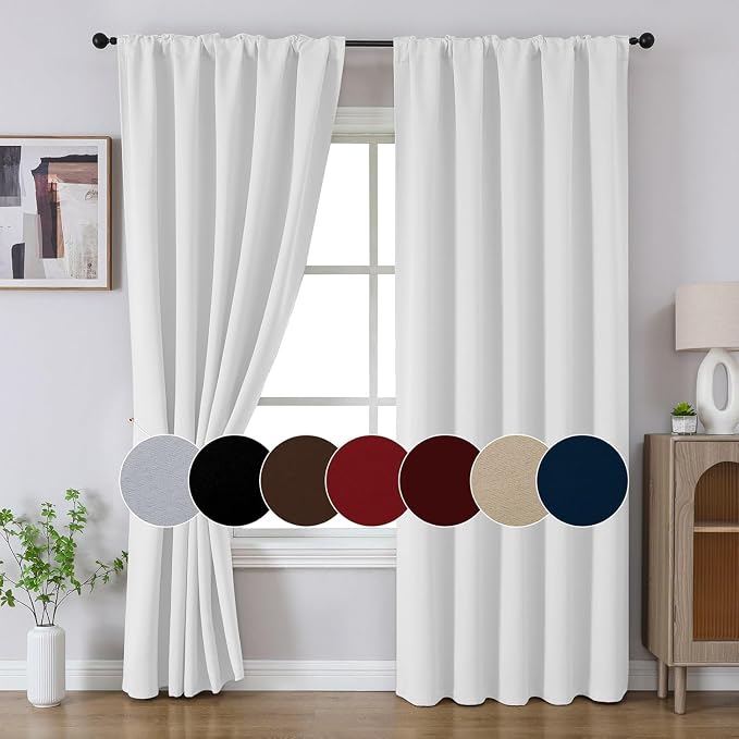 Joydeco 108 Inch 60% Blackout White Curtains 2 Panels, Elegant Semi Sheer - Image 9