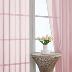 Blush Sheer Curtains 120 Inches Long 2 Panels Set, Airy Lightweight Sheer Blush - Image 3
