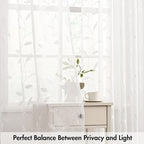MIULEE White Sheer Curtains 2 Panels Embroidered Leaf Patterned, W52 x L63 | - Image 5
