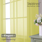 Simplebrand Lemon Sheer Curtains 63 Inch Length 2 Panels, Rod Pocket Solid - Image 3