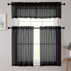 Black Valances for Windows, Modern Solid Mini Small Window Curtains for Cafe - Image 8