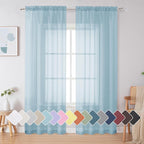 Simplebrand Sky Blue Sheer Curtains 84 Inches Long, Light Filtering Rod Pocket by Simplebrand