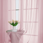 Chyhomenyc Blush Pink Sheer Curtains 90 Inches Long 2 Panels, Light Filtering - Image 2