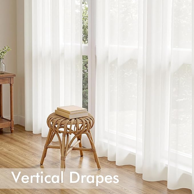 MIULEE Ivory Sheer Curtains 72 Inches Long 4 Panels 42 x 72 Inches | Light - Image 5