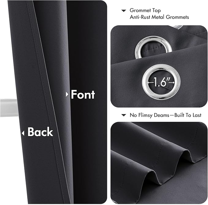 MIULEE Blackout Curtains for Bedroom 2 Panels 40 x 54 Inch Long Dark Grey | - Image 4