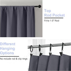 Simplebrand Ava Grey Short 36 Inches Blackout Curtain 2 Panels Set, Half Window - Image 4