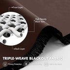 MIULEE 4-Panel 36 Inch Blackout Kitchen Tier Curtains Over Sink Dark Brown | - Image 3