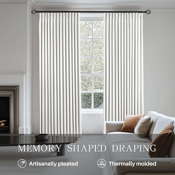 Pinch Pleated Linen Curtains 100% Blackout 84 Inches Long - Image 3