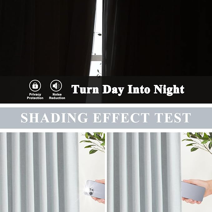 Vision Home Pinch Pleated Full Blackout Curtains Linen Blended Room Darkening - Image 3