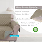 U-NICE HOME Large Sofa Cover Reversible Couch Cover, Khaki/Light Grey | - Image 5