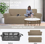 Easy-Going Stretch 4 Seater Oversized Sofa Couch Cover Natural | 1-Piece Extra - Image 4