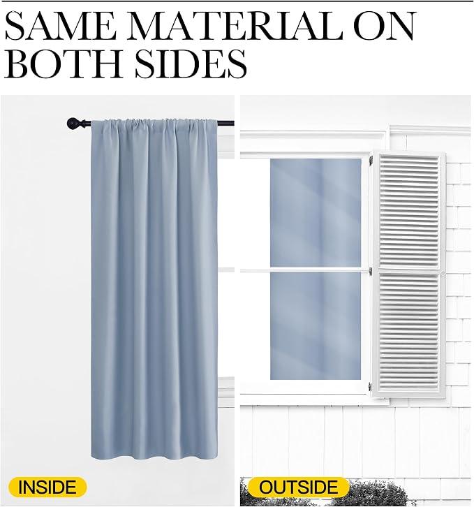NICETOWN Window Curtains for Bedroom, Vintage Blue, 2 Panels, W42 x L48 -Inch - Image 5