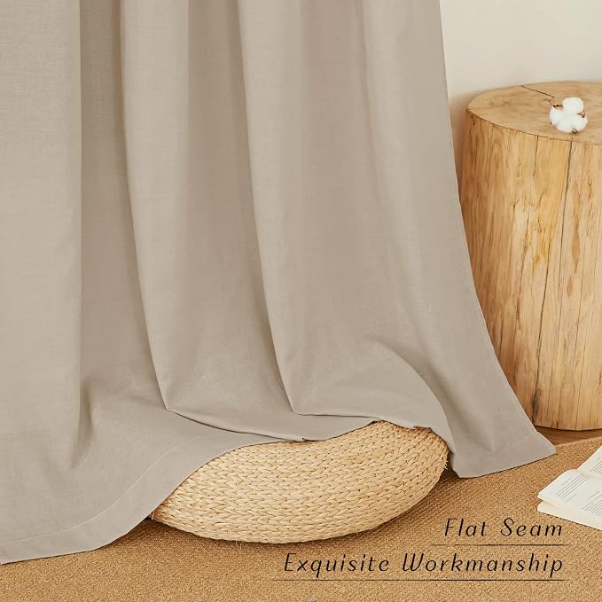 NICETOWN Thick Linen Blend Taupe Curtains 120 inches Long, Grommet Bedroom - Image 6