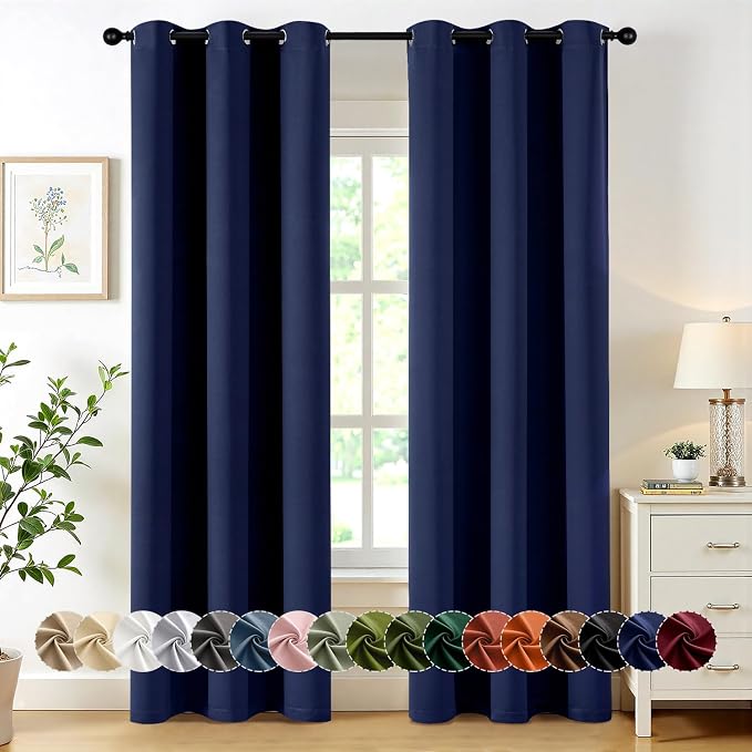 MIULEE Blackout Curtains for Bedroom 2 Panels 40 x 84 Inch Long Navy Blue | by MIULEE