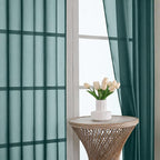 Hunter Green Sheer Curtains 84 Inches Long 2 Panels Set, Light Filtering Sheer - Image 3