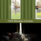 Sage Green 100% Blackout Linen Curtains 84 Inch - Image 4