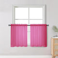 Short Hot Pink Sheer Curtains 30 Inch Length 2 Panels Set, Kitchen Curtains by OWENIE