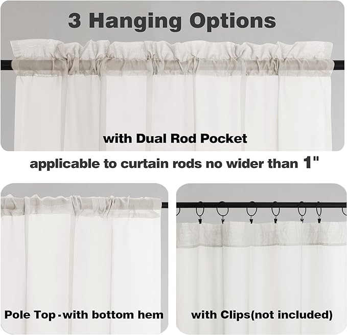 Chyhomenyc Ivory Sheer Valance for Windows, 2 Pack | Light Filtering Voile Soft - Image 4
