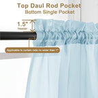 Chyhomenyc Sheer Curtains 63 Inch Length 2 Panels, Sky Blue | Light Filtering - Image 3