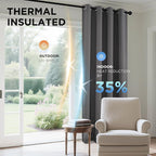 Joydeco Grey Blackout Curtains for Bedroom 90 Inch 2 Panels - Image 4