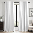 102 inch blackout curtains for Sliding door 2 Panels 100% Blackout Linen by Topfinel