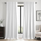Topfinel 120 Inch Linen Blackout Curtains 2 Panels by Topfinel