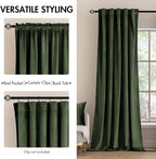 MIULEE Velvet Curtains 52x102 inches 2 Panels Olive Green Blackout Curtains | - Image 2