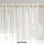 MIULEE Ivory Sheer Curtains 2 Panels Embroidered Leaf Patterned, W52 x L96 | - Image 6