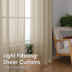 Taupe Sheer Curtains 96 Inches Long 2 Panels - Image 6