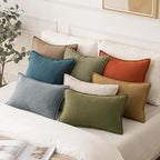MIULEE Decorative Linen Lumbar Pillow Covers 12x20 Inch Natural Beige | Boho - Image 5