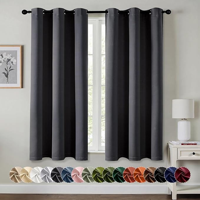 MIULEE Blackout Curtains for Bedroom 2 Panels 40 x 54 Inch Long Dark Grey | by MIULEE