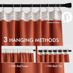 MIULEE Fall Burnt Orange Back Tab Blackout Curtains 52"x120" Length 2 Panel | - Image 3