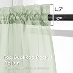 Light Green Sheer Curtains 90 Inches Long 2 Panels - Image 2
