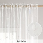 MIULEE White Sheer Curtains 2 Panels Embroidered Leaf Patterned, W52 x L96 | - Image 6