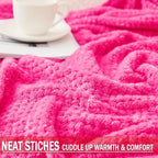 Exclusivo Mezcla Soft Waffle Fleece Bed Blanket King Size, Hot Pink | - Image 6