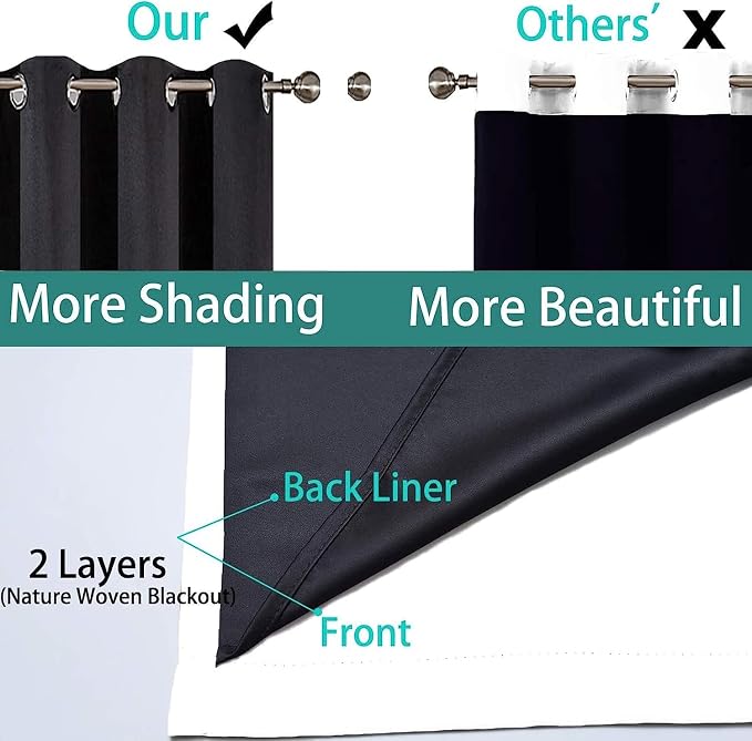 Yakamok Pure White 100% Blackout Curtains 96 Inches Long 62" Wide 2 Panel | - Image 5