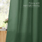 NICETOWN Olive Green Short Linen Curtains - Image 3