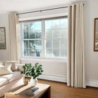 100% Blackout Linen Textured Curtains 108 Inch Long, Natural Flax | 100% - Image 7