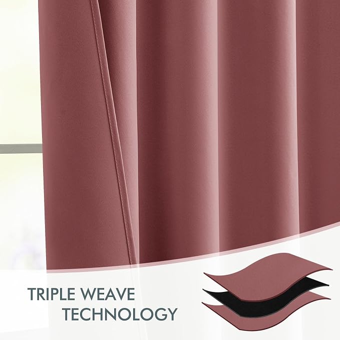 MIULEE Dusty Rose Back Tab Blackout Curtains 52x84 Inch Length 2 Panels Set | - Image 7