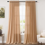 Camel Linen Curtains 2 Panels Set by Nanspring