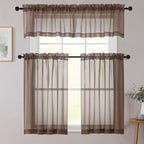 Chocolate Valances for Windows, Sheer Curtains 14 Inch Length 2 Pack Kitchen - Image 8