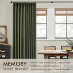 MIULEE Olive Green Pinch Pleated 100% Blackout Linen Curtains 40x108 Inches | - Image 3