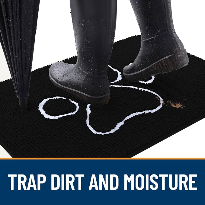OLANLY Dog Door Mat for Muddy Paws 30x20, Paw Print Design Chenille Mud Mat | - Image 2